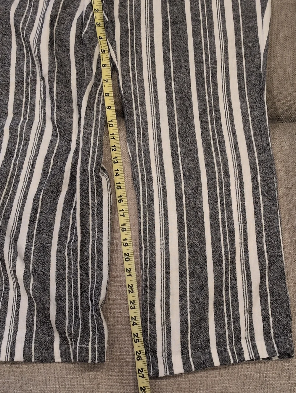 Ellen Tracy Charcy Gray & White Vertical Stripe Linen Blend Pant Large - Picture 8 of 11